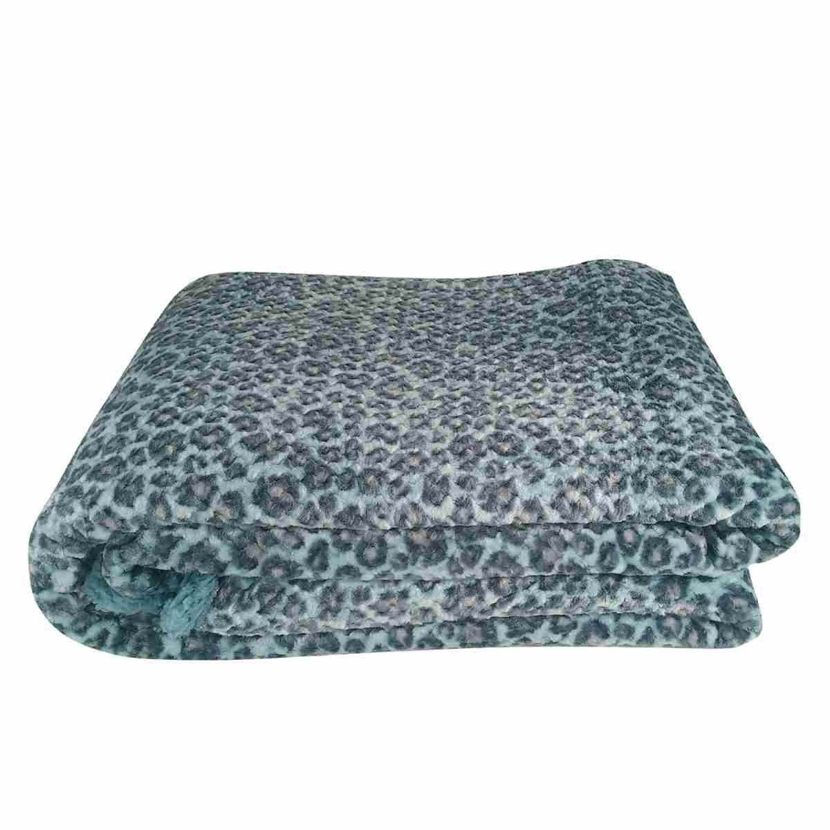 Coperta Plaid Leopard Azzurra cm.130x160 | Angelo Carillo