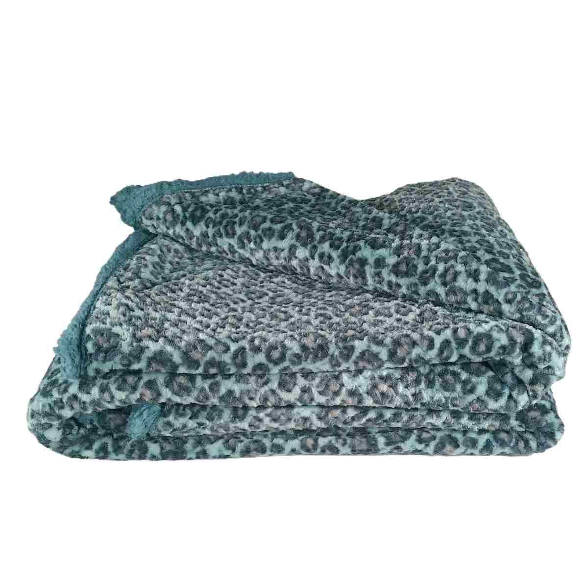 Coperta Plaid Leopard Azzurra cm.130x160 | Angelo Carillo