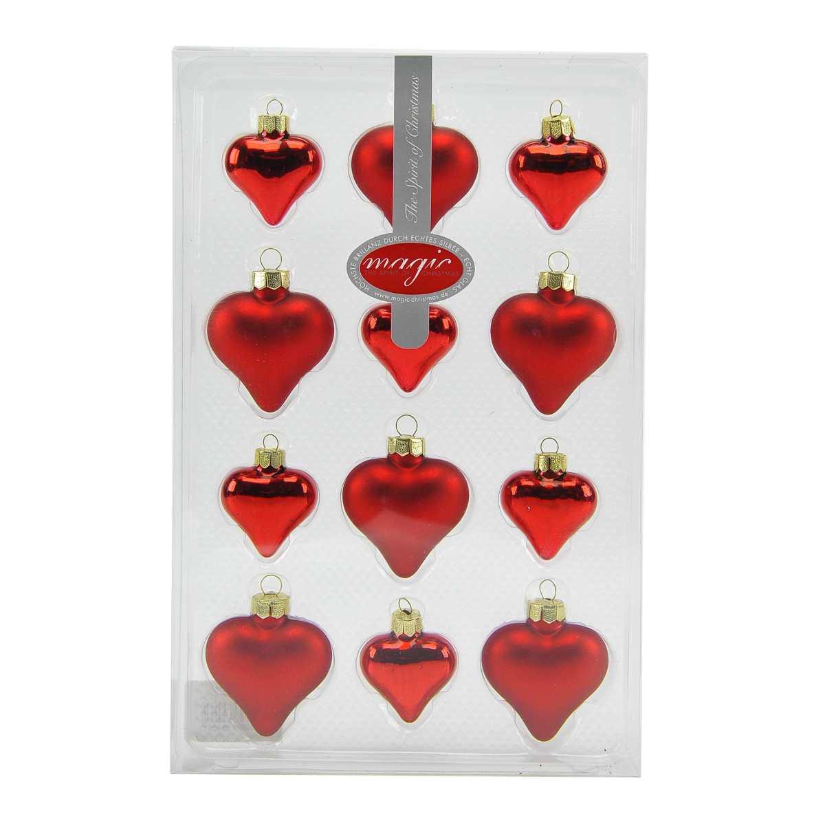 Pallina Natale Vetro cm.4/5 Cuore Rosso Set pz.12 |Inge's Glass