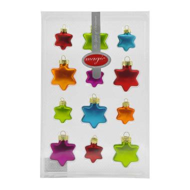 Pallina Natale Vetro cm.3/4 Stelle Multicolor Set pz.12 |Inge's Glass