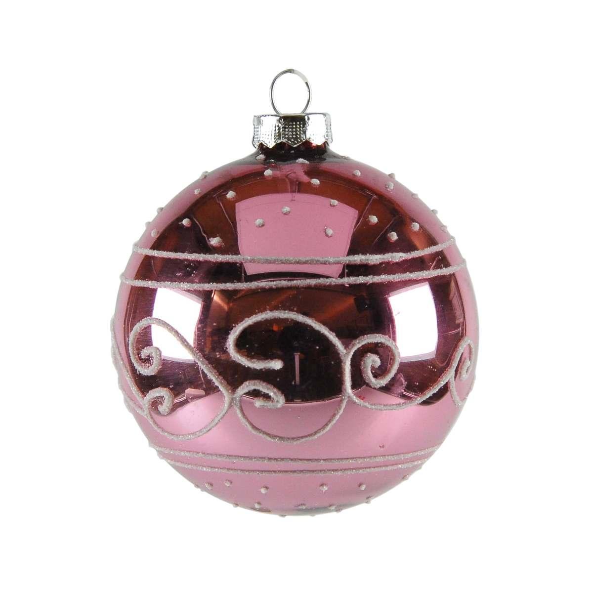 Pallina Natale Vetro Collezione cm.8 Rosa Lucido |Inge's Glass