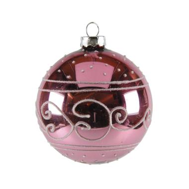 Pallina Natale Vetro Collezione cm.8 Rosa Lucido |Inge's Glass