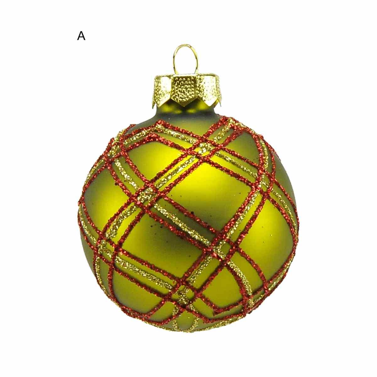 Pallina Natale Vetro Collezione cm.6 Righe Quadri 3 |Inge's Glass