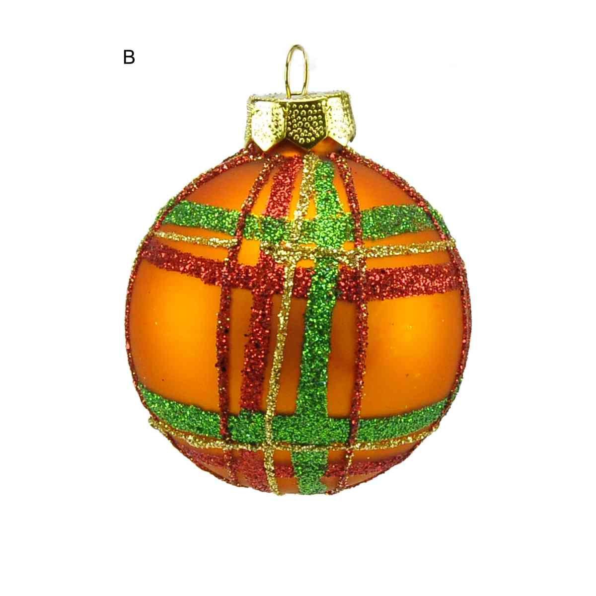 Pallina Natale Vetro Collezione cm.6 Righe Quadri 3 |Inge's Glass