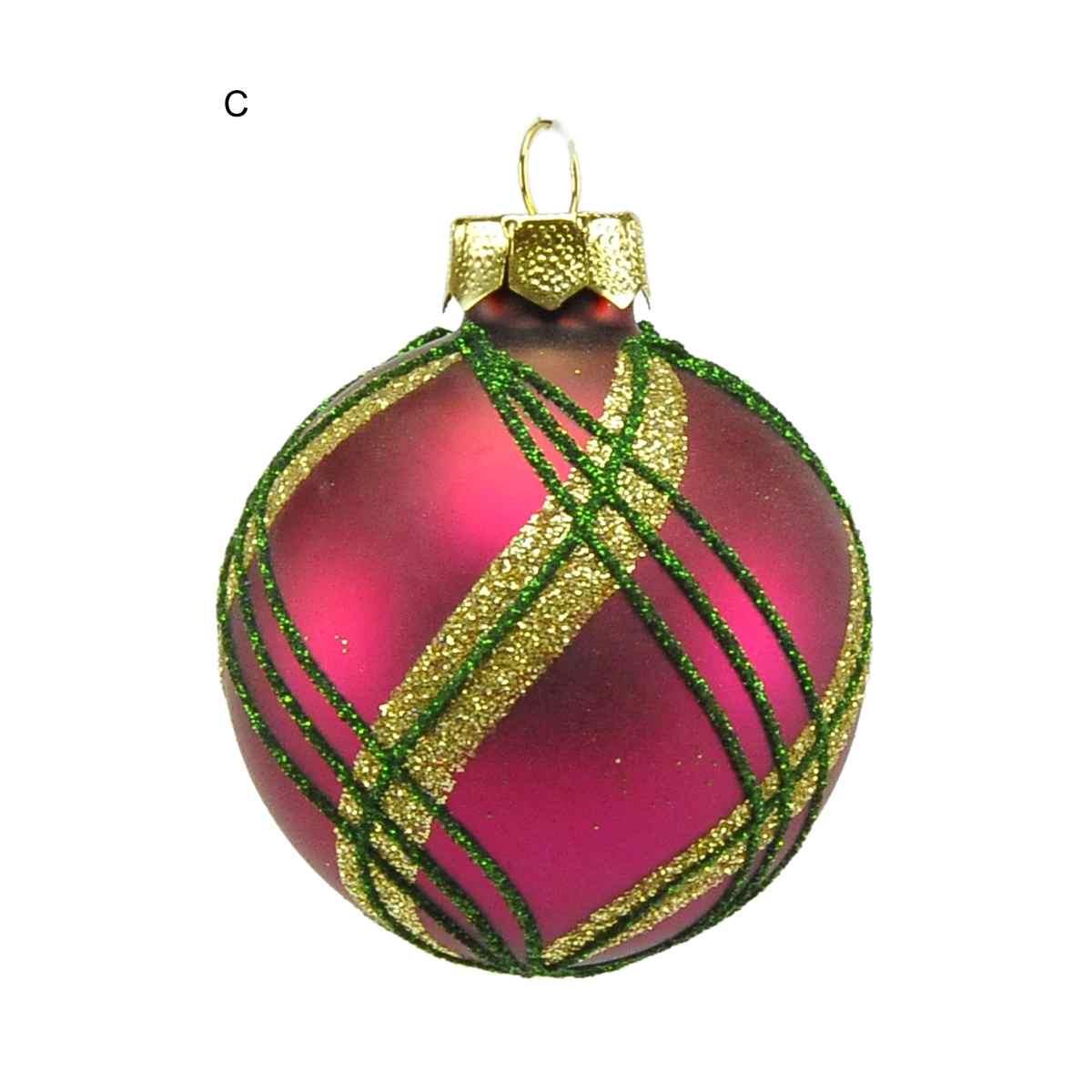 Pallina Natale Vetro Collezione cm.6 Righe Quadri 3 |Inge's Glass