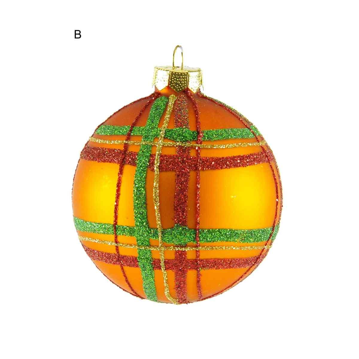 Pallina Natale Vetro Collezione cm.8 Righe Quadri |Inge's Glass