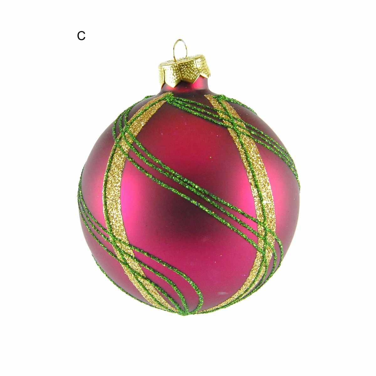 Pallina Natale Vetro Collezione cm.8 Righe Quadri |Inge's Glass