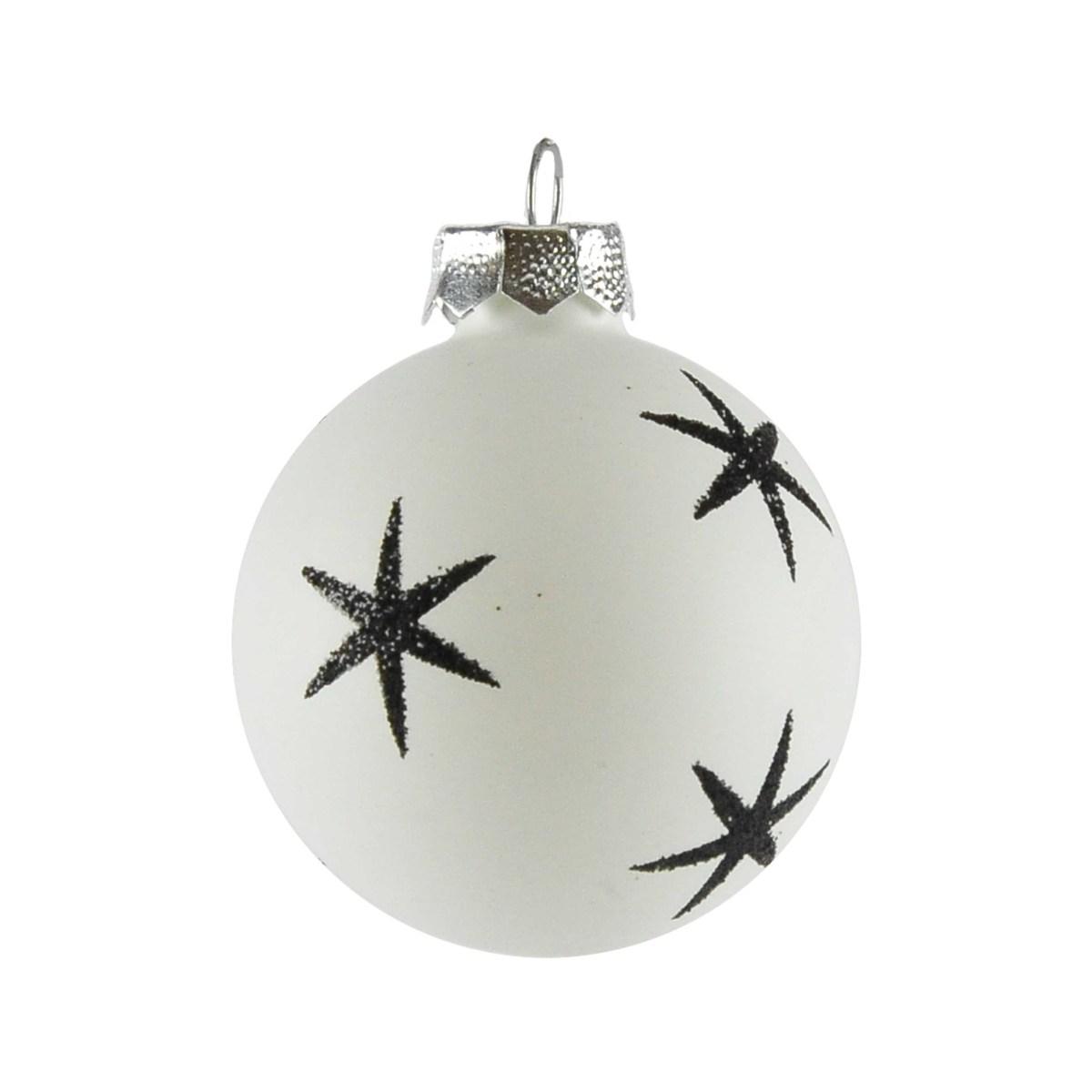 Pallina Natale Vetro Collezione cm.6 Bianca con Stelle |Inge's Glass