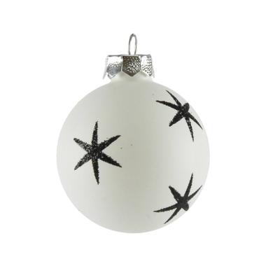 Pallina Natale Vetro Collezione cm.6 Bianca con Stelle |Inge's Glass