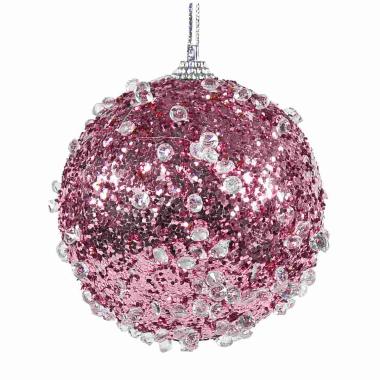 Pallina Natale cm.8 Rosa Diamond Set pz.6 |Silani