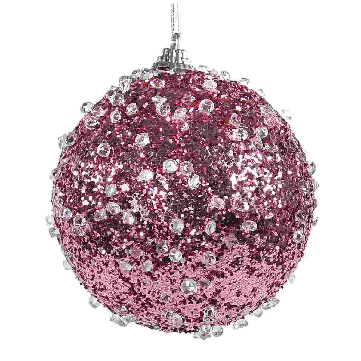 Pallina Natale cm.10 Rosa Diamond Set pz.4 |Silani