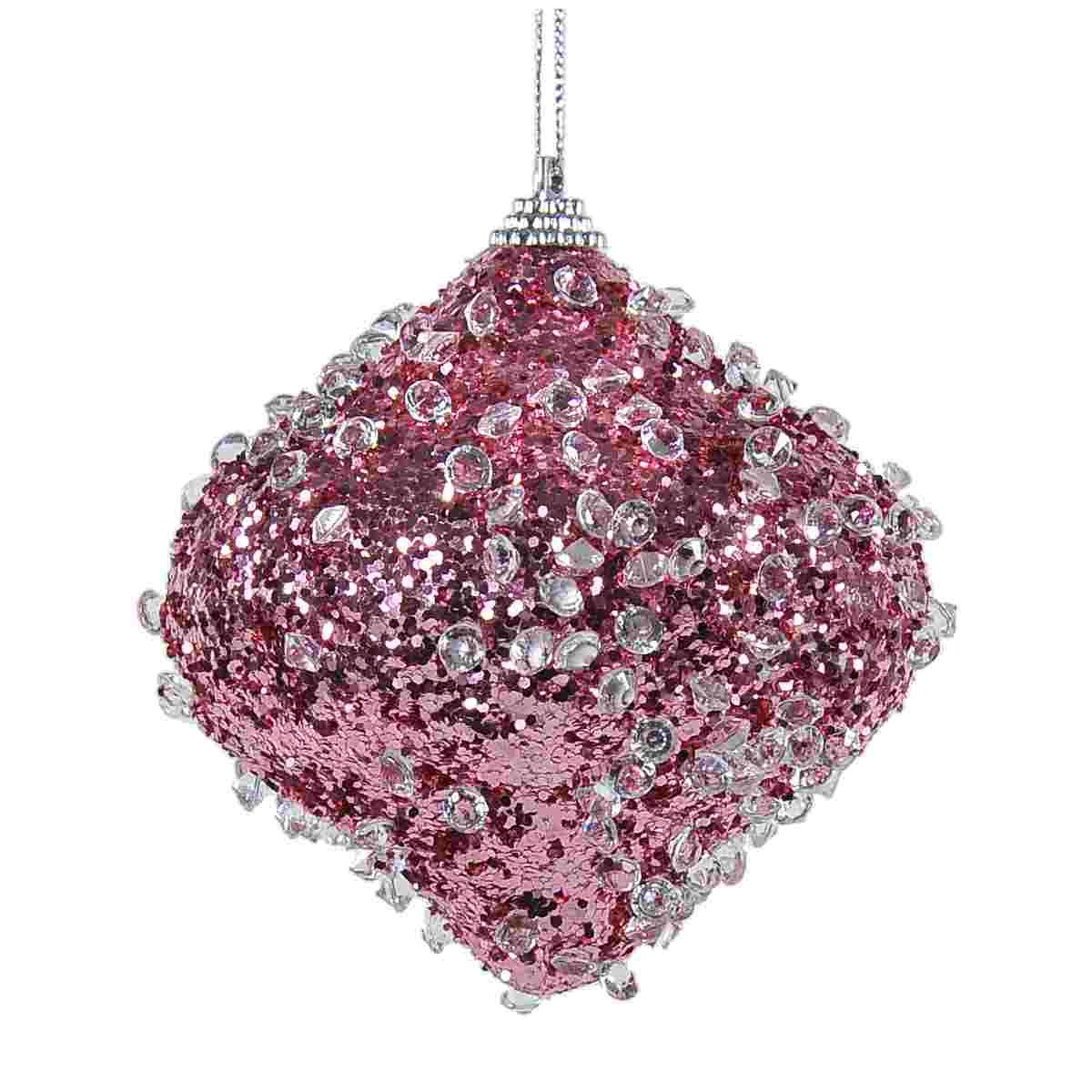 Pallina Natale cm.10 Rosa Goccia Diamond Set pz.6 |Silani