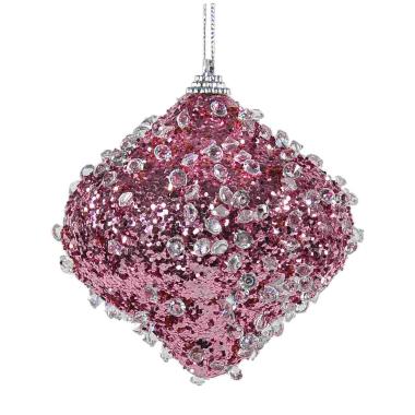 Pallina Natale cm.10 Rosa Goccia Diamond Set pz.6 |Silani