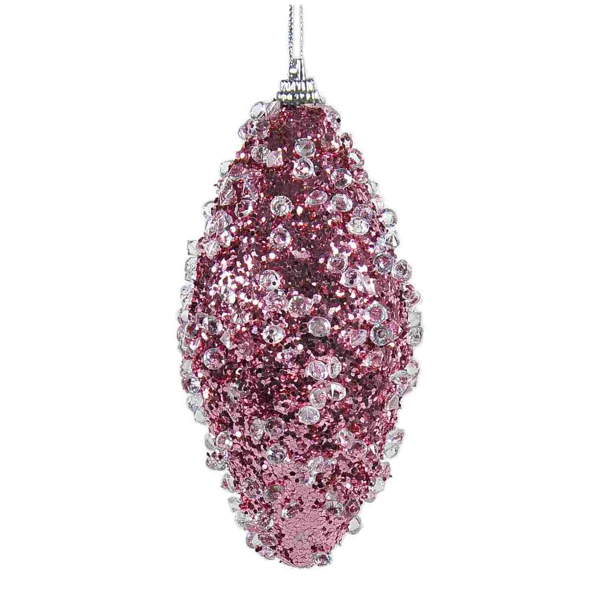 Pallina Natale cm.10 Rosa Goccia Diamond Set pz.6 |Silani