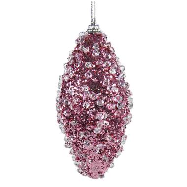 Pallina Natale cm.10 Rosa Goccia Diamond Set pz.6 |Silani