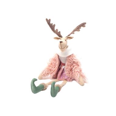 Pupazzo Renna con Pelliccia Rosa cm.55 |Silani