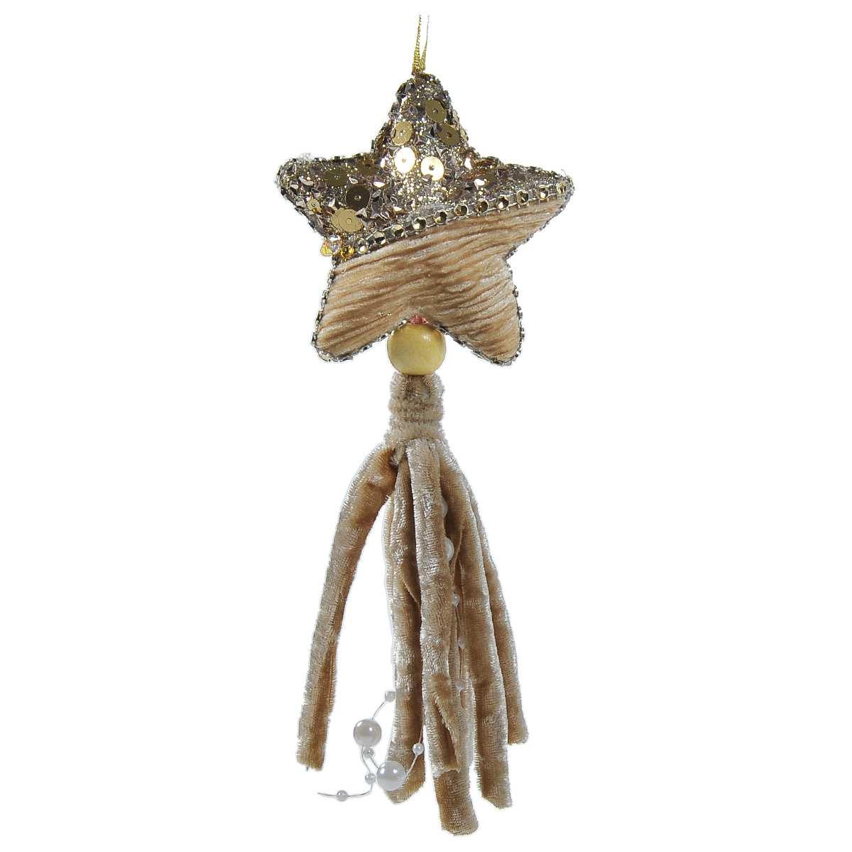 Decorazione Natalizia Stella Oro Velluto cm.8x18 |Silani