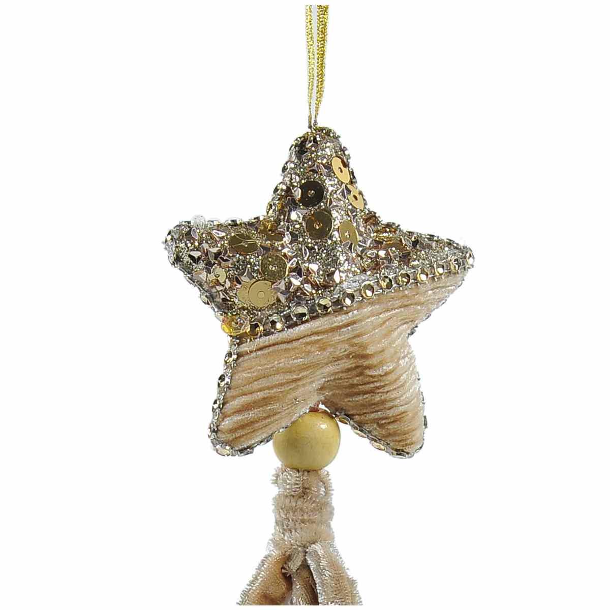 Decorazione Natalizia Stella Oro Velluto cm.8x18 |Silani