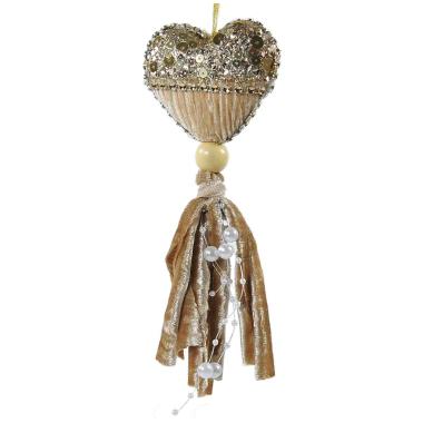 Decorazione Natalizia Cuore Oro Velluto cm.8x18 |Vacchetti