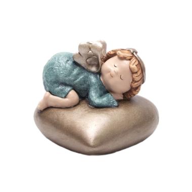 Angelo Resina con Cuore con Abito Verde cm.30x23 |Silani