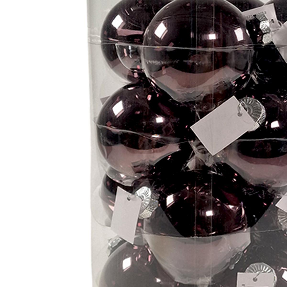 Pallina Natale Vetro cm.8 Marroni Lucide Set pz.16 |Silani