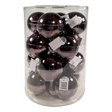 Pallina Natale Vetro cm.8 Marroni Lucide Set pz.16 |Silani