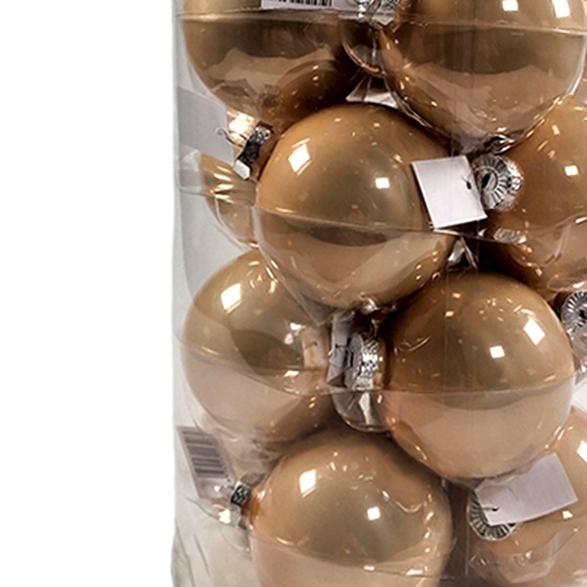 Pallina Natale Vetro cm.8 Oro Champagne Lucide Set pz.16 |Silani