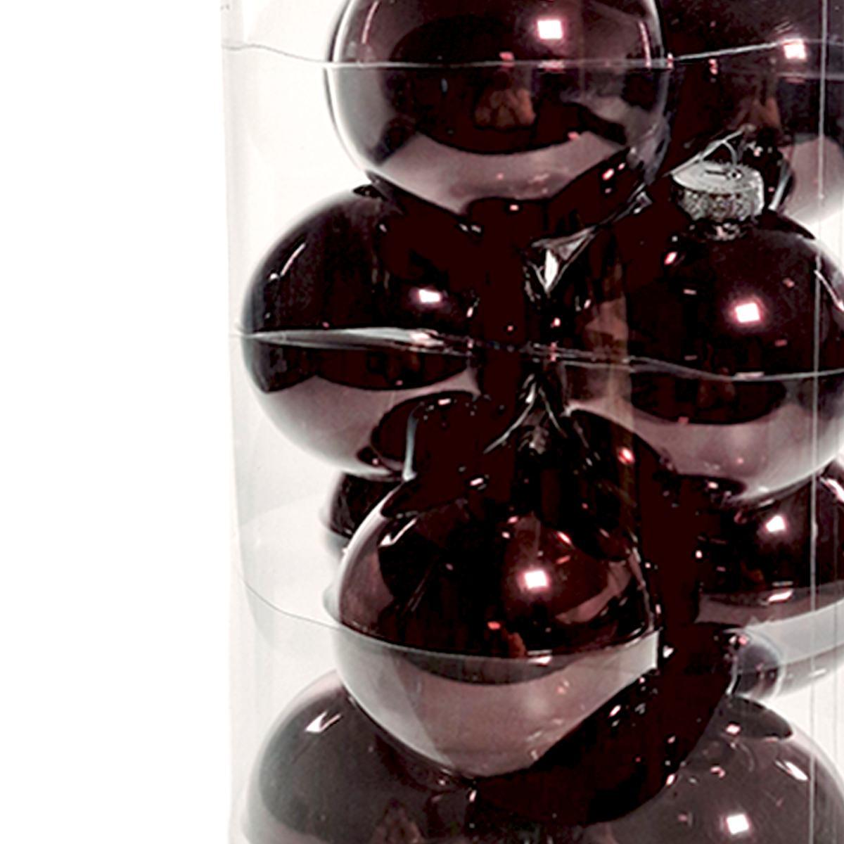 Pallina Natale Vetro cm.10 Marrone Fango Lucide Set pz.12 |Silani