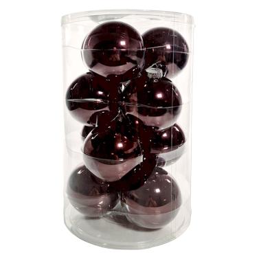 Pallina Natale Vetro cm.10 Marrone Fango Lucide Set pz.12 |Silani