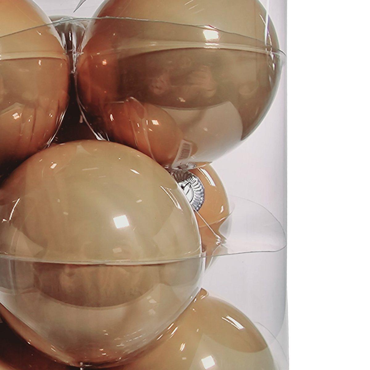 Pallina Natale Vetro cm.10 Oro Champagne Lucido Set pz.12 |Silani