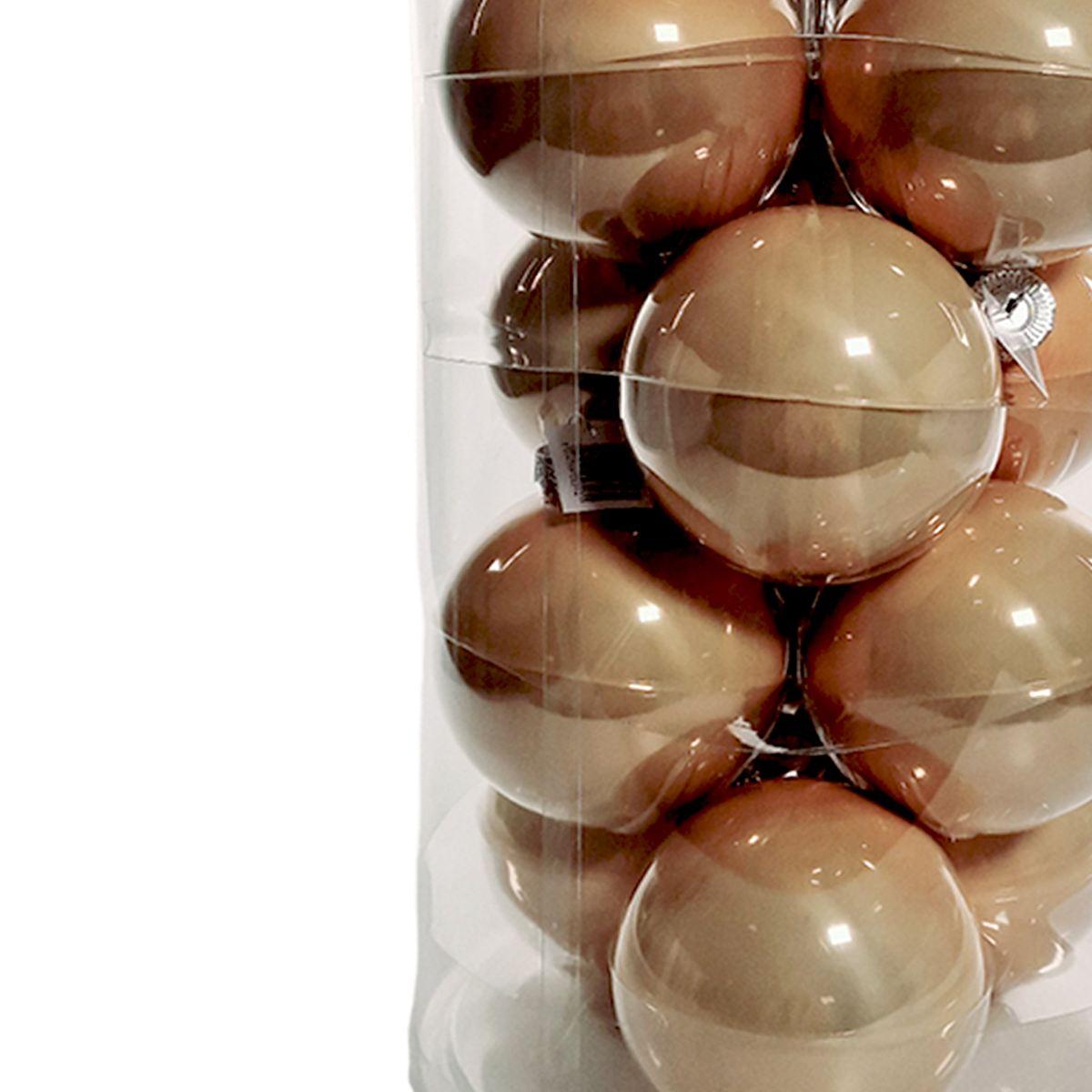 Pallina Natale Vetro cm.10 Oro Champagne Lucido Set pz.12 |Silani