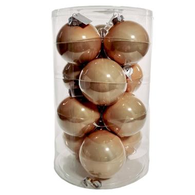 Pallina Natale Vetro cm.10 Oro Champagne Lucido Set pz.12 |Silani