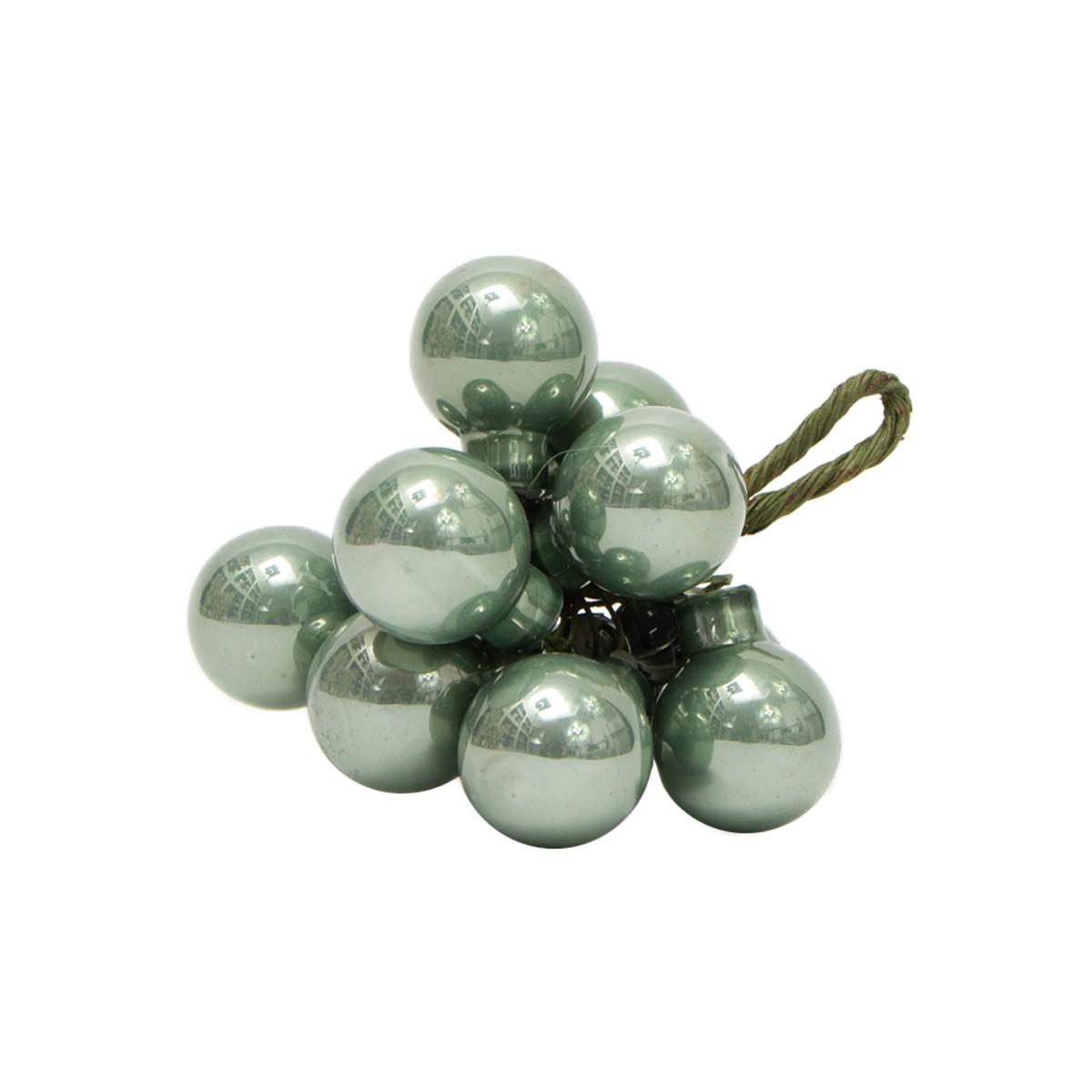 Pallina Natale Vetro cm.2 Verde Oliva Lucido Set pz.12 |Silani