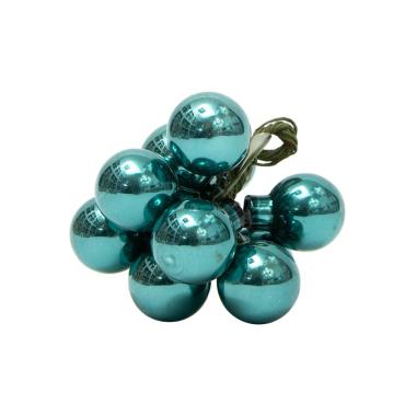 Pallina Natale Vetro cm.Ø2 Blu Petrolio Lucido Set pz.12 |Silani