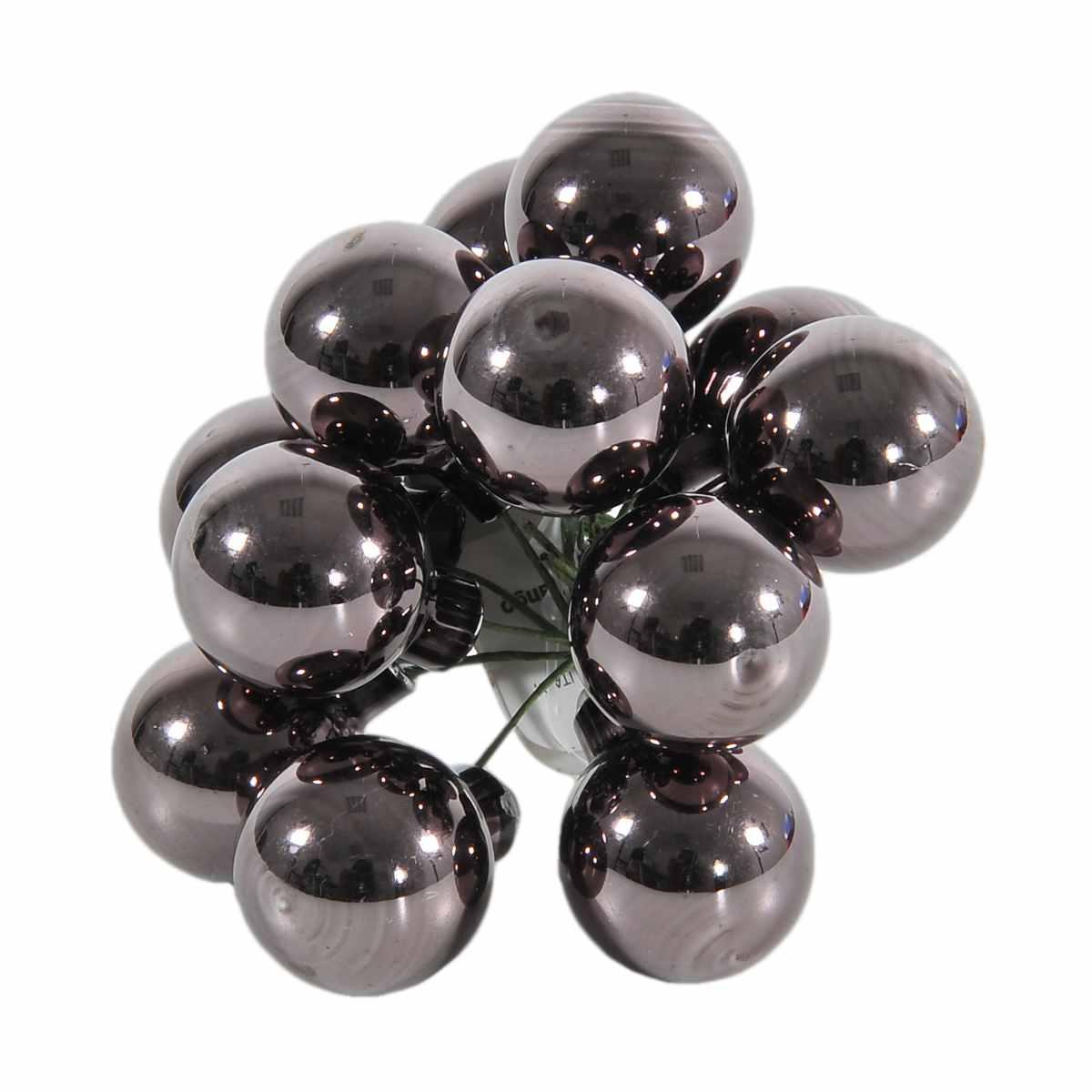 Pallina Natale Vetro cm.Ø2 Marrone Fango Lucido Set pz.12 |Silani