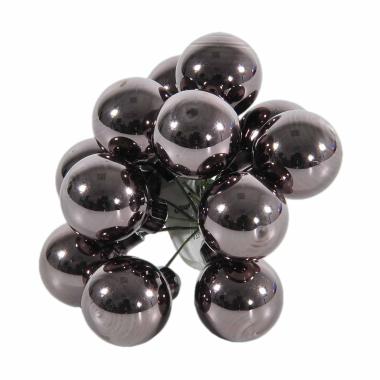 Pallina Natale Vetro cm.Ø2 Marrone Fango Lucido Set pz.12 |Silani