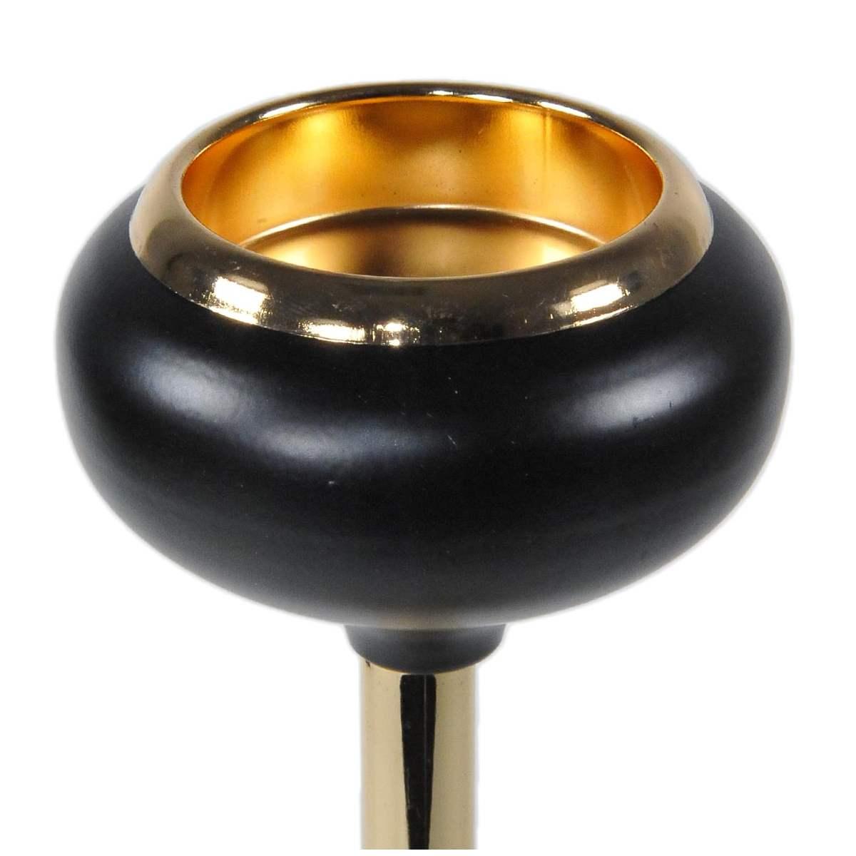 Portacandela 1 Posto Natale Vetro Oro e Nero cm.11x30 |Silani