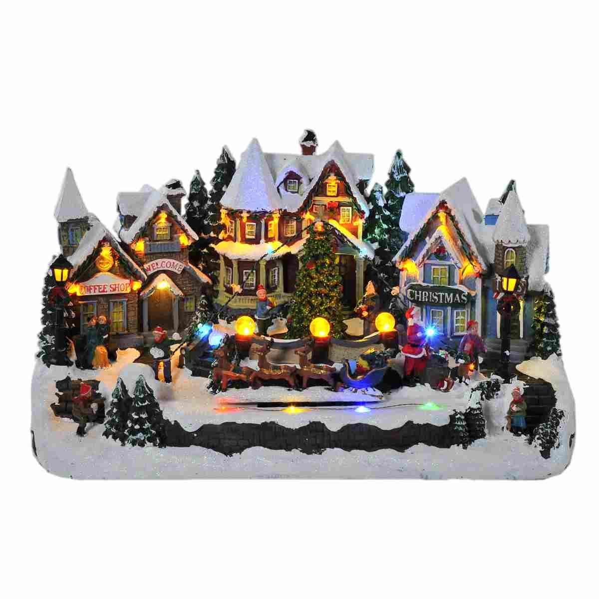 Giostra Natale Villaggio con Renn Luci Mov Suoni |Silani