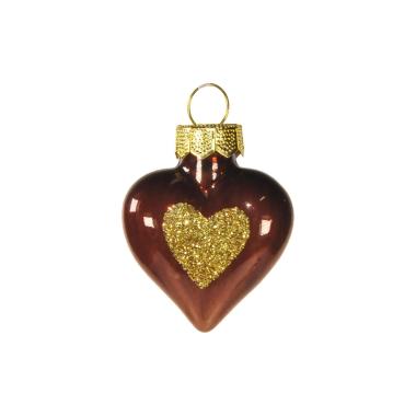 Pallina Natale Vetro cm.4 Cuore Marrone |Inge's Glass
