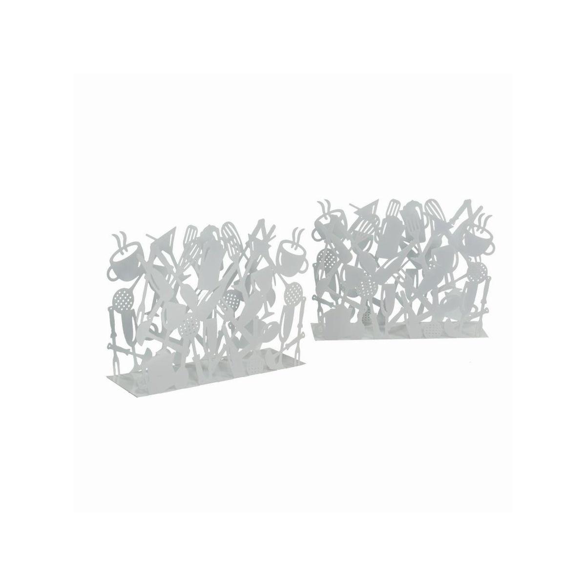 Portariviste Metallo Posate Set pz.2 Bianco cm.cm.35x12h26 |Vacchetti