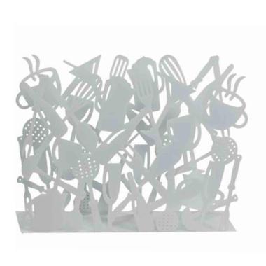 Portariviste Metallo Posate Set pz.2 Bianco cm.cm.35x12h26 |Vacchetti