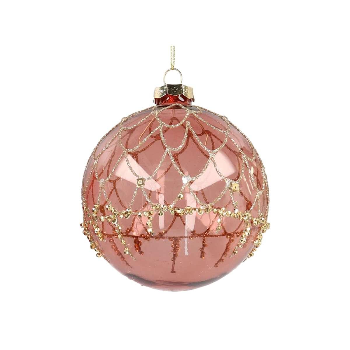 Pallina Natale Vetro cm.15 Rosa con Glitter |Vacchetti