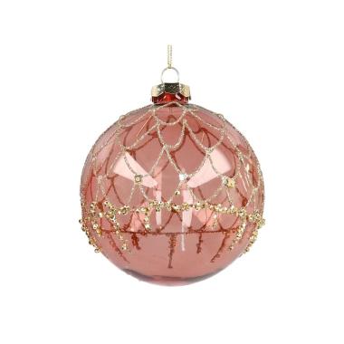 Pallina Natale Vetro cm.15 Rosa con Glitter |Vacchetti