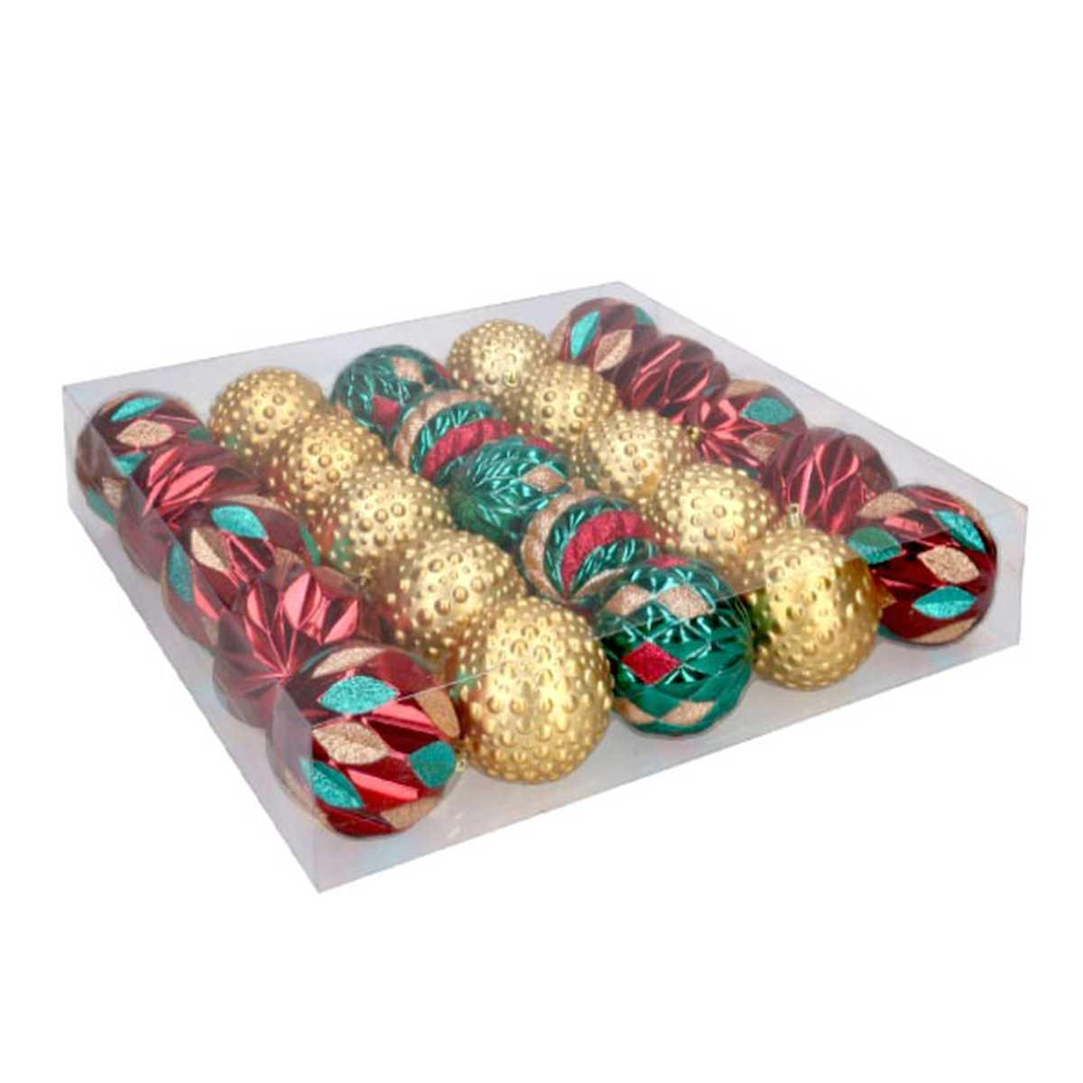 Pallina Natale cm.8 Multicolor Satinate Glitter Set pz.25 |Vacchetti