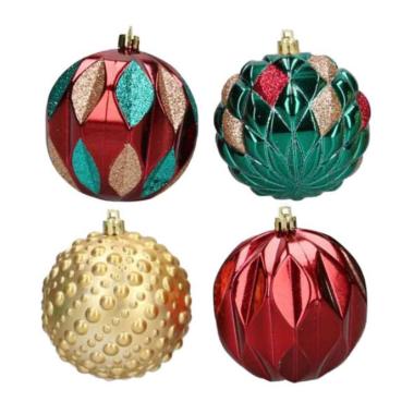 Pallina Natale cm.8 Multicolor Satinate Glitter Set pz.25 |Vacchetti