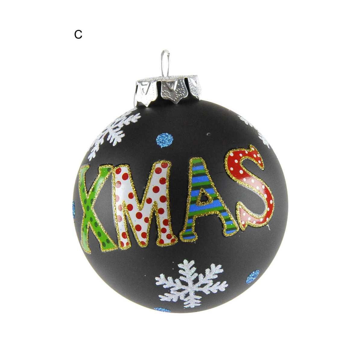 Pallina Natale Vetro Collezione cm.8 Nera 3 Modelli |Inge's Glass