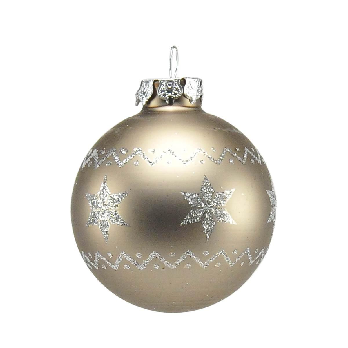 Pallina Natale Vetro cm.Ø6 Bronzo con Puntale Set pz.9 |Inge's Glass