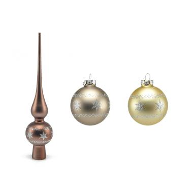Pallina Natale Vetro cm.Ø6 Bronzo con Puntale Set pz.9 |Inge's Glass