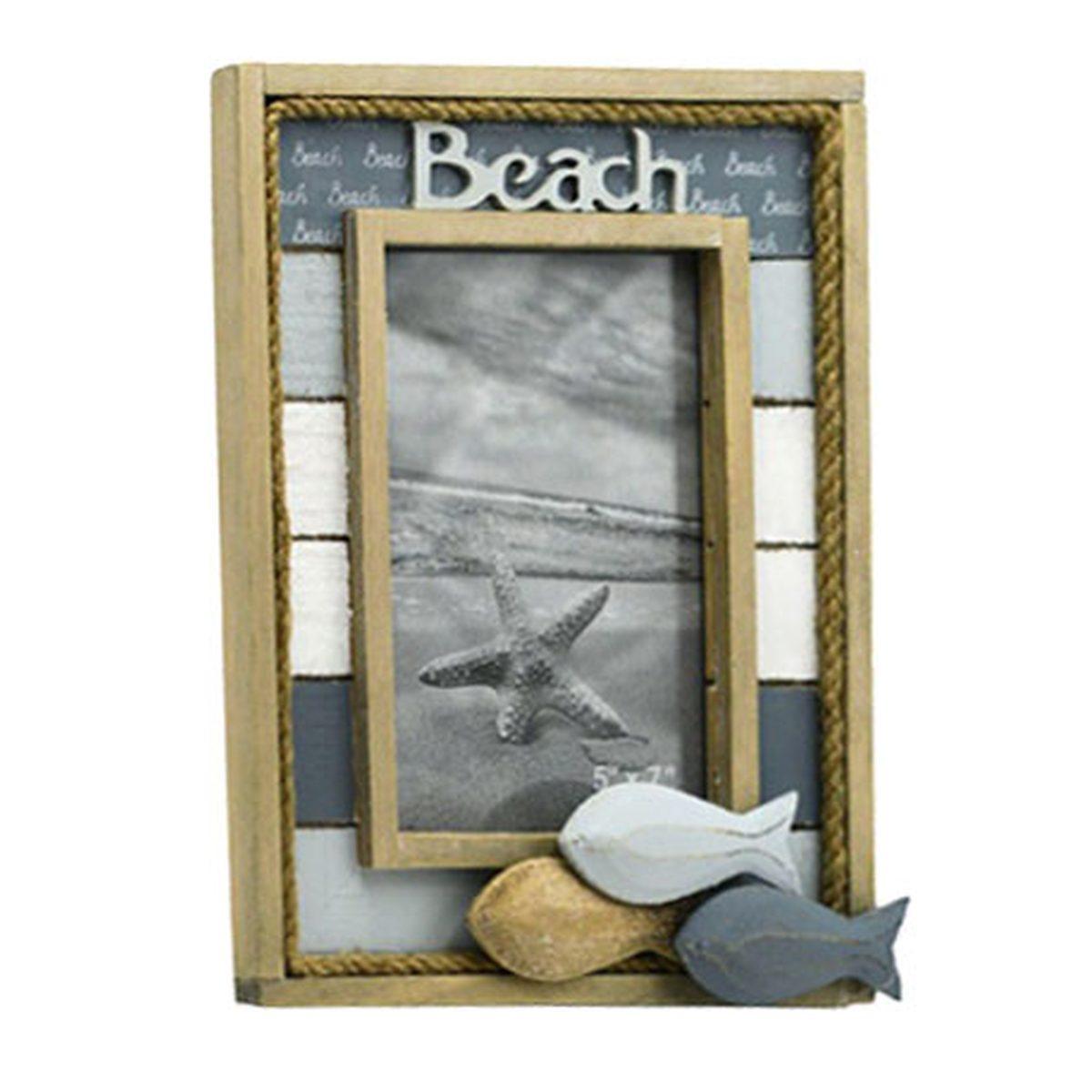 Cornice Legno Mare con Pesci cm.13x18 | Vacchetti