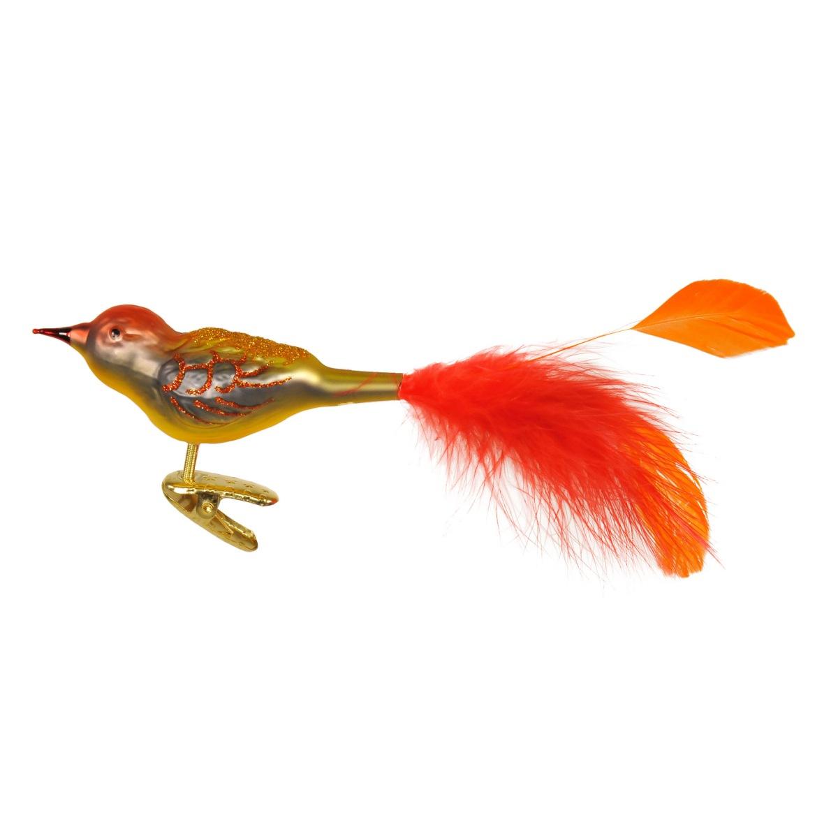 Pallina Natale Vetro Collezione cm.20 Uccello Rosso |Inge's Glass